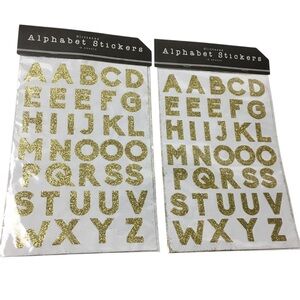 Alphabet Gold Glitter Stickers 4 Sheets 70 Total School Homeschool Uppercase NEW